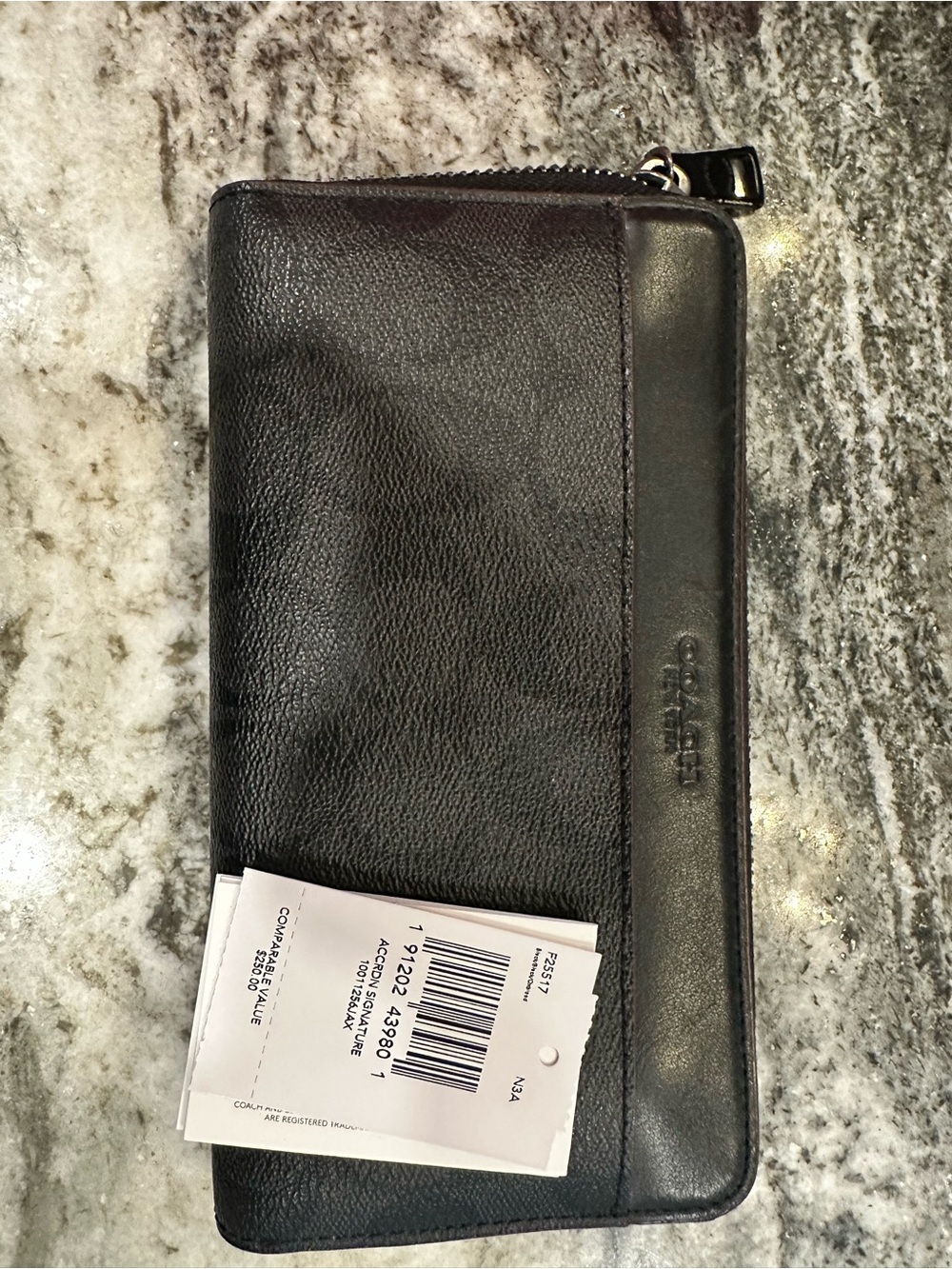 Coach Black Leather Zip Wallet Clutch